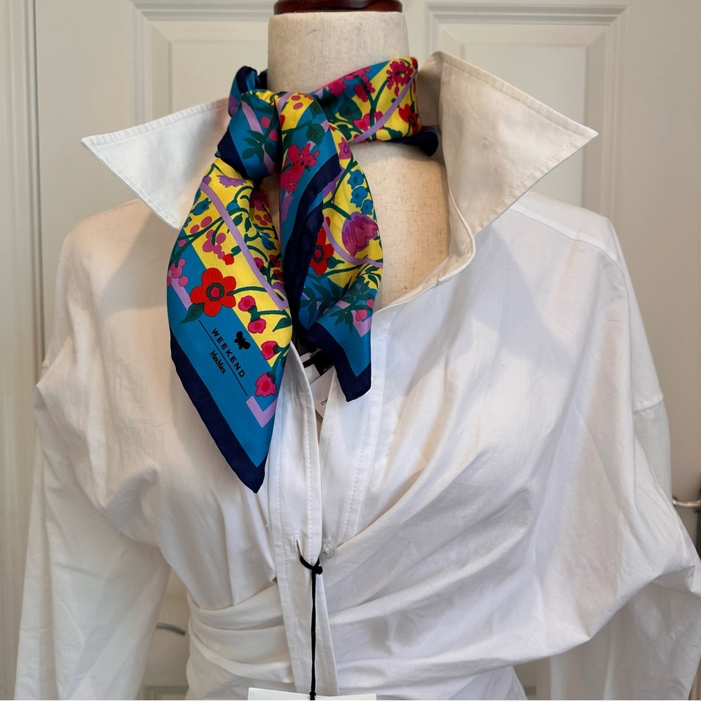 SOLD! NWOT Max Mara Weekend Label-cut Printed Silk Twin Scarf Sz:67*67cm - Picture 16 of 16
